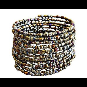 Generic Tembo Crafts Africa - Beaded Bracelet - Handmade - Wrap Bracelets - Metallic, Bronze, Eggplant Purple, KB01