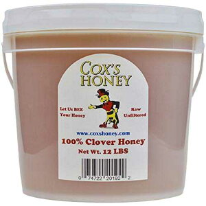Cox's Honey - oNn`~ch߁A12|h 100% sA N[o[ fVX nj[ - čY Cox's Honey - Bulk Honey Raw Unfiltered, 12 LBS 100% Pure Clover Delicious Honey - Product of the USA
