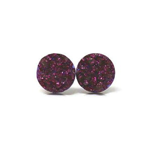 tFCNhD[W[Xg[COAvX`bN|XgA^t[A10mm o[KfB Pretty Smart Faux Druzy Stone Earrings on Plastic Post, Metal Free, 10mm Burgundy