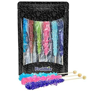 Rock Candy Lollipops Pops Candy SuckersA܂܂ȃJ[̋lߍ킹AʕA6.5C` (6pbN) Fruidles Rock Candy Lollipops Pops Candy Suckers, Variety Color Assortment, Individually Wrapped, 6.5" (6-Pack)