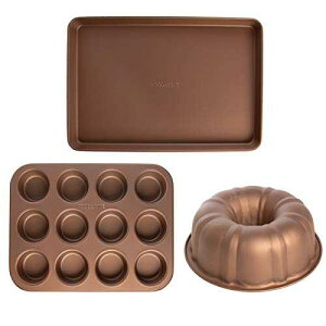 Food & Wine (3 Piece) Nonstick Bakeware Set Bundt Cake Pan Muffin Tin Baking Sheet Pan Oven Trays Non Stick Kitchen Bake Set