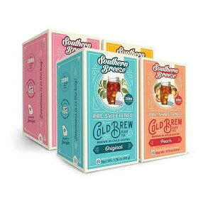 Southern Breeze Cold Brew Sweet Tea Variety Pack Iced Tea with Black Tea and Zero Carbs Zero Sugar, 20 Individually Wrapped Tea Bags, Pack of 4 Original, Raspberry, Peach, and Half & Half