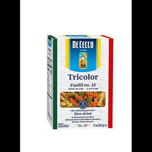 De Cecco OFpX^AtWb No.34A12 IX (12 pbN) De Cecco Tri-Color Pasta, Fusilli No.34, 12 Ounce (Pack of 12)