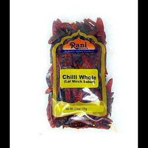ラニチリ ホールステムレス 3.5オンス (100g) ~ オールナチュラル ビーガン 色なし グルテン対応 非遺伝子組み換え Rani Brand Authentic Indian Products Rani Chilli Whole Stemless 3.5oz (100g) ~ All Natural Vegan No Colo