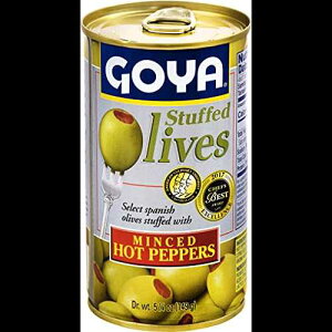 Goya Foods }TjI[uAhql߁A5.25IXi12pbNj Goya Foods Manzanilla Olives Stuffed with Hot Peppers, 5.25 Ounce (Pack of 12)