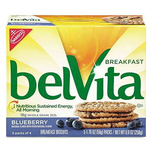 Nabisco 02908 belVita Breakfast Biscuits, Blueberry, 1.76 oz Pack, 64/Carton