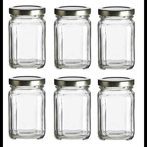 Nakpunar 6 6IX XNGAKXW[ WAn`~cA̋LOiAV[̋LOiAxr[t[hADIYCXpCXW[p Nakpunar 6 pcs, 6 oz Square Glass Jars for Jam, Honey, Wedding Favo