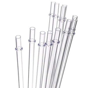 Dakoufish 6 Inch Reusable Thick Plastic Clear Drinking Straws for Short Mini 6oz-8oz Mason Jar Tumblers,Set of 12 Pcs Straws with Cleaning Brush (6inch