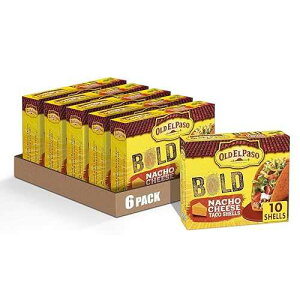 Nacho Cheese, Old El Paso Stand 'N Stuff Bold Nacho Cheese Flavored Taco Shells, 10-count (Pack of 6)