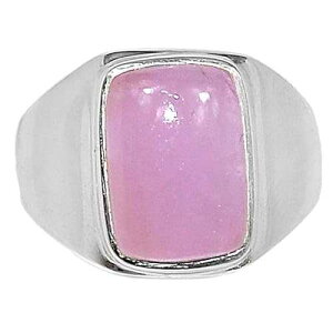 Natural Pink Kunzite 925 Solid Sterling Silver Unisex Ring Size 7.25, 7.5 Natural Rocks by Kala Natural Pink Kunzite 925 Solid Sterling Silver Unisex Ring Size 7.25, 7.5