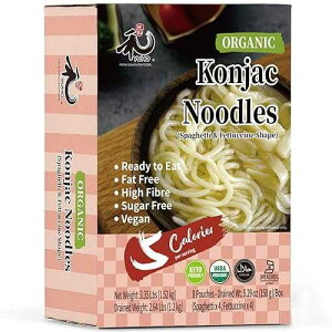 YUHO Organic Shirataki Konjac Pasta Variety 8 Pack Inside, Fat Free, Keto Friendly, Zero Carbs, Healthy Diet Pasta 53.61 oz, 4 Noodles, 4 Fettuccine