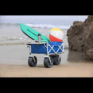 MacSports ϋv܂肽ݎSn`Ή[eBeBSJ[gATChe[utAu[/zCg MacSports Heavy Duty Collapsible Folding All Terrain Utility Wagon Cart with Side Table, Blue/White