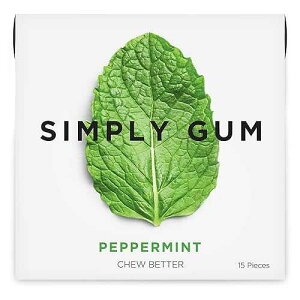 Simply Gum Peppermint Plant- Based Chewing Gum Pack of 1 (15 Pieces Total) Synthetic Free + Aspartame Free + non GMO