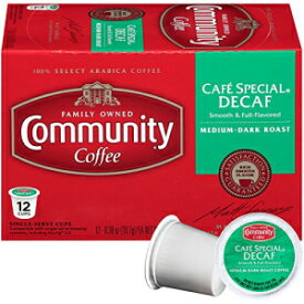 Community Coffee, コーヒー K カップ カフェ スペシャル カフェインレス、0.38 オンス、12 個 Community Coffee, Coffee K Cup Cafe Special Decaffeinated, 0.38 Ounce, 12 Count