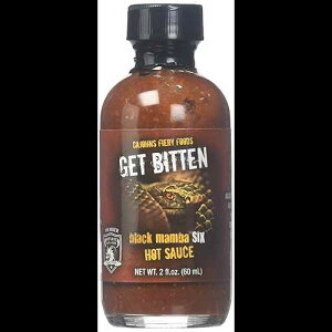 �u���b�N �}���o 6 ���܂�ăz�b�g �\�[�X CaJohns Fiery Foods Black Mamba 6 Get Bitten Hot Sauce