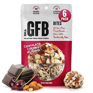 The GFB Chocolate Cherry Almond Protein Bites - Gluten Free, Plant Based, Non GMO, Sustainably Made Ridiculously Tasty, Healthy, Vegan, Protein Energy Balls, 4 oz (6 Count)