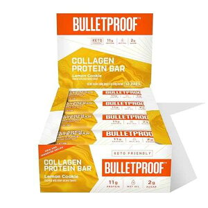 SNbL[R[QveCo[A12pbNAMCTICgpPgth[ȃXibN Bulletproof Lemon Cookie Collagen Protein Bars, Pack of 12, Keto-Friendly Snack with MCT Oil