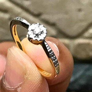 �i�`������ �z���C�g �_�C�������h 9K �C�G���[ �S�[���h �u���C�_�� �v���~�X �G���Q�[�W�����g �����O �T�C�Y 6 Natural Rocks by Kala Natural White Diamond 9k Yellow Gold Bridal Promise Engagement Ring Size 6