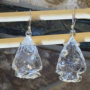 VRA NX^ NH[c 925 \bh X^[O Vo[ CO 45mm Natural Rocks by Kala Natural Lemurian Crystal Quartz 925 Solid Sterling Silver Earrings 45mm