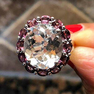 VR 8ct zCg NH[cA[hCg K[lbg 925 \bh X^[O Vo[ O TCY 6 Natural Rocks by Kala Natural 8ct White Quartz, Rhodolite Garnet 925 Solid Sterling Silver Ring Size 6