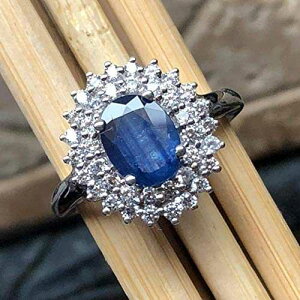 i` u[ Tt@CAAzCg Tt@CA 925 \bh X^[O Vo[ w TCY 8.75 Natural Rocks by Kala Natural Blue Sapphire, White Sapphire 925 Solid Sterling Silver Engagement Ring Size