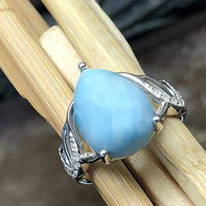 VRh~jJY}[ 925 \bh X^[O Vo[ GQ[Wg O TCY 6A7A8A9 Natural Rocks by Kala Natural Dominican Larimar 925 Solid Sterling Silver Engagement Ring Size 6, 7, 8, 9