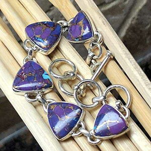 S[WXȃp[v nx ^[RCY 925 \bh X^[O Vo[ NX^[ uXbg 7 C` Natural Rocks by Kala Gorgeous Purple Mohave Turquoise 925 Solid Sterling Silver Cluster Bracelets 7 in