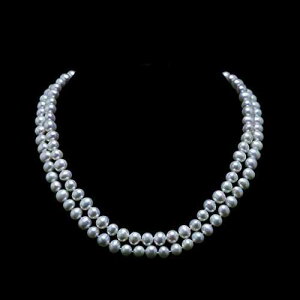 _uXgh p[ lbNX 7mm - 7.5mm {̗{BW^ (18 C`) ADARNA GALLERY Double Strand Pearl Necklace 7mm - 7.5mm Genuine Cultured Freshwater Pearls (18 Inches)