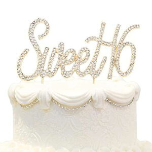 Hatcher lee Bling NX^ XC[g 16 aP[L gbp[ - ō̋LOi 16th p[eB[fR[V S[h Hatcher lee Bling Crystal Sweet 16 Birthday Cake Topper - Best Keepsake 16th Party Decorations Gol
