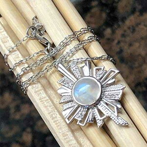 {̃C{[ [Xg[ 925 \bh X^[O Vo[ lbNX 17" Natural Rocks by Kala Genuine Rainbow Moonstone 925 Solid Sterling Silver Necklace 17"
