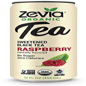 Zeviaオーガニックブラックティーラズベリー、12カウント、無糖の醸造アイスティー飲料、ステビアで自然に甘く、ゼロカロリー、人工甘味料なし Zevia Organic Black Tea Raspberry, 12 Count, Sugar-Free Brewed Iced Tea Beverage, Naturally Sweetened w