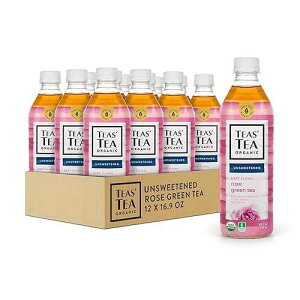 Teas' Tea Unsweetened Rose Green Tea 16.9 Ounce (Pack of 12) Organic, Sugar Free, 0 Calories