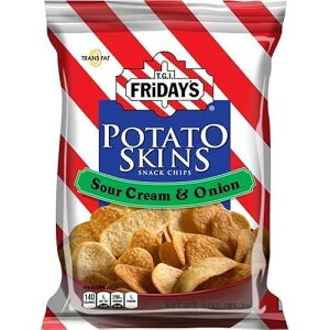 TGI Friday's |egXL XibN`bvXAT[N[ & IjIA3 IXobO (6 pbN) TGI Friday's Potato Skins Snack Chips, Sour Cream & Onion, 3-Ounce Bags (Pack of 6)