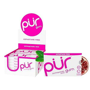 PUR Gum | Aspartame Free Chewing Gum | 100% Xylitol | Natural Pomegranate Mint Flavored Gum, 9 Pieces (Pack of 12)