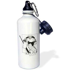 3dRose Hockey Player Sports Water Bottle, 21 oz, White