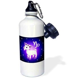 3dRose "Cute Astrology Capricorn Zodiac Sign Goat" Sports Water Bottle, 21 oz, White
