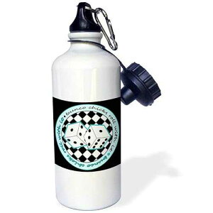 3dRose Bunco Chicks Roll with It Blue and Black Sports Water Bottle, 21 oz, White