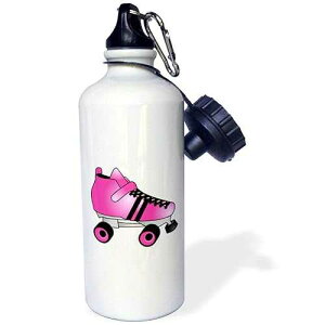 3dRose Skating Gifts-Pink and Black Roller Skate Sports Water Bottle, 21 oz, White