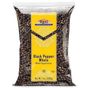 Rani Brand Authentic Indian Products Rani Black Pepper Whole (Peppercorns), Premium MG-1 Grade 7oz (200g) ~ All Natural Gluten Friendly Non-GMO Kosher Product of Vietnam Perfect size for Grinders!