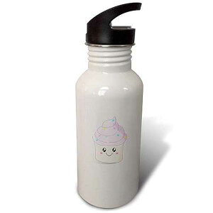 3dRose Cute As a Cupcake Adorable Happy Dessert-Kawaii smiling Smiling Cupcakes on Lilac Purple Sports Water Bottle, 21 oz, White