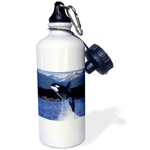 3dRose "Breeching Whale Off Alaska Coast" Sports Water Bottle, 21 oz, White