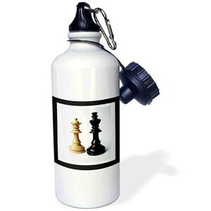 3dRose King n Queen Of Chess Sports Water Bottle, 21 oz, White