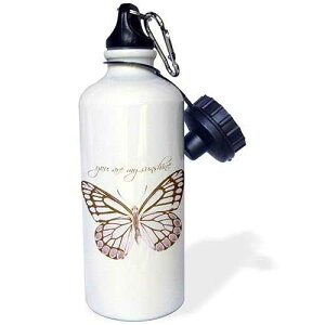 3dRose "Inspirational Pink Butterfly with You Are My Sunshine" Sports Water Bottle, 21 oz, White