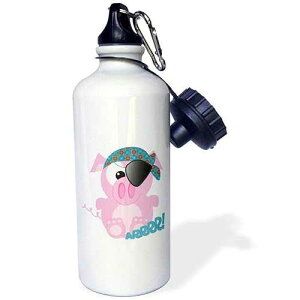 3dRose Cute Goofkins Piggy Pirate Cartoon Sports Water Bottle, 21 oz, White