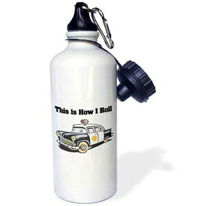 3dRose This Is How I Roll Police Cop Car Sports Water Bottle, 21 oz, White