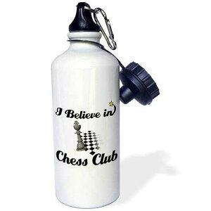 3dRose I Believe In Chess Club Sports Water Bottle, 21 oz, White