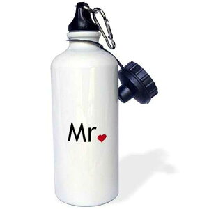 3dRose Mr with Red Love Heart-Part of Mr and Mrs Set for Couples Romantic Wedding Anniversary Valentines Sports Water Bottle, 21 oz, White