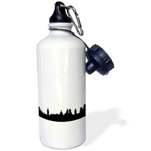3dRose "London Skyline Silhouette Stylish black and white buildings modern contemporary UK British souvenir" Sports Water Bottle, 21 oz, White