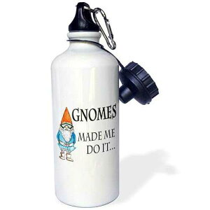 3dRose Gnomes Made Me Do It Sports Water Bottle, 21 oz, White