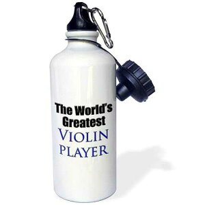 3dRose World's greatest violin player, Blue Sports Water Bottle, 21 oz, White